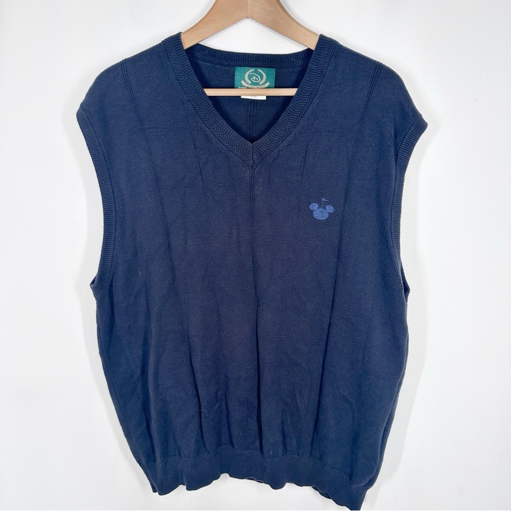 Vintage Disney Golf Collection Navy Blue Sweater Vest Size Large Mickey Mouse